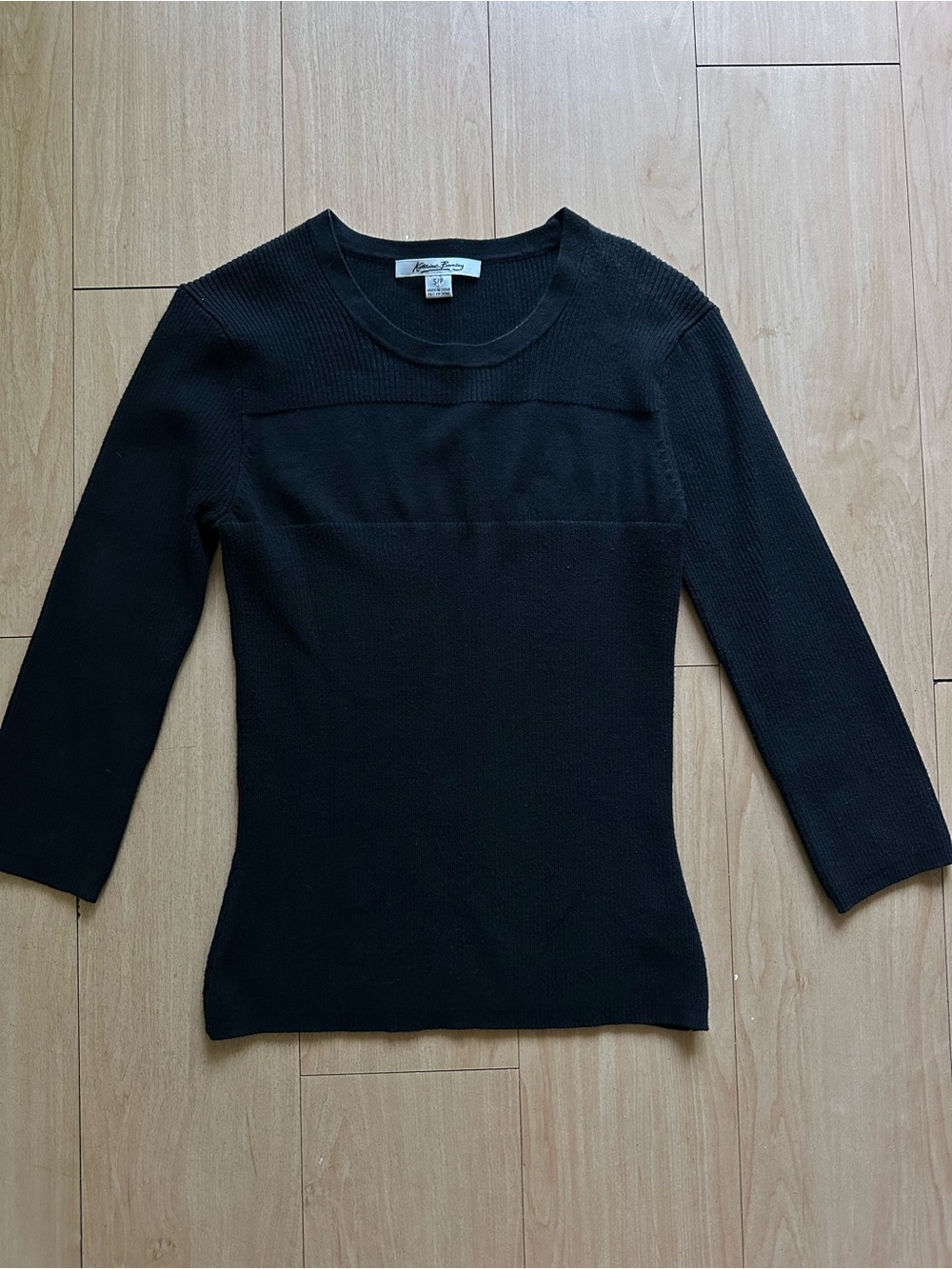 Vintage Black Ribbed Knit Knitwear Sweater Top